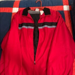 Athletic Works Red Windbreaker and black pant set with Black and Gray Accents